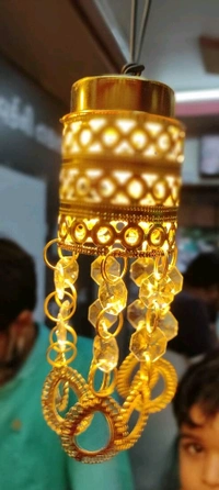 Electric  Opearted Fully Assembled Gold Chandeliers & Pendant Lights -  Free Size, Gold, Pendent Light, Pack of1